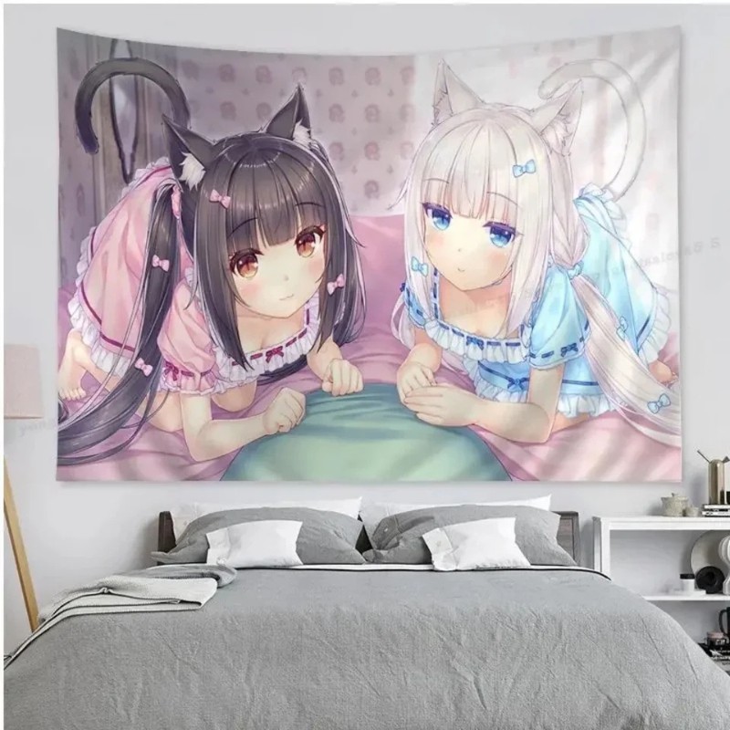 Wall Scroll Tapestry - Аниме-гобелен VIKAMA с изображением кошкодевочки в